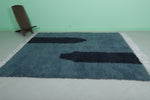 Blue Moroccan Handmade Rug - 7 x 8.1 ft Contemporary Berber Design