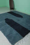 Blue Moroccan Handmade Rug - 7 x 8.1 ft Contemporary Berber Design