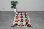 Vintage Style Moroccan Rug 3.5 x 6.5 ft - Red and Blue Accents