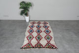 Vintage Style Moroccan Rug 3.5 x 6.5 ft - Red and Blue Accents