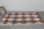 Vintage Style Moroccan Rug 3.5 x 6.5 ft - Red and Blue Accents