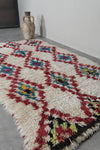 Vintage Style Moroccan Rug 3.5 x 6.5 ft - Red and Blue Accents