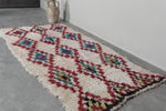 Vintage Style Moroccan Rug 3.5 x 6.5 ft - Red and Blue Accents