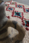 Vintage Style Moroccan Rug 3.5 x 6.5 ft - Red and Blue Accents