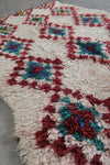 Vintage Style Moroccan Rug 3.5 x 6.5 ft - Red and Blue Accents