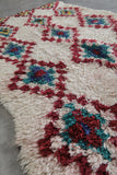Vintage Style Moroccan Rug 3.5 x 6.5 ft - Red and Blue Accents