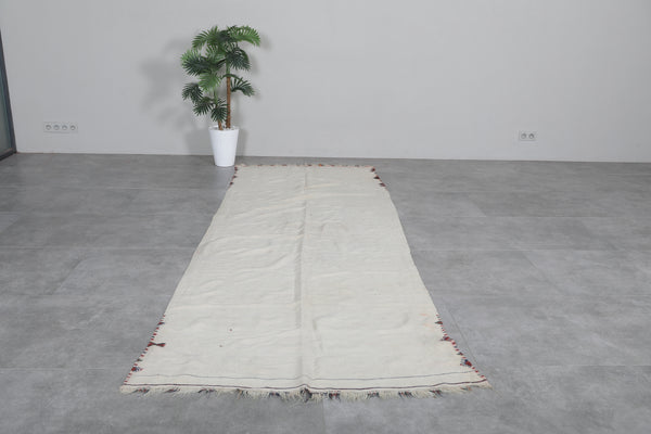 Vintage berber Moroccan handwoven kilim – 3.9 FT x 10.8 FT | Authentic wool carpet