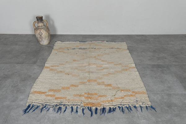 Small vintage Moroccan wool rug 4 x 5.1 ft - Boho berber carpet