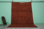 Handmade Moroccan Wool Rug - Deep Rust Brown | 7.2 x 11 ft