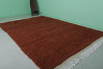 Handmade Moroccan Wool Rug - Deep Rust Brown | 7.2 x 11 ft