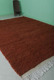 Handmade Moroccan Wool Rug - Deep Rust Brown | 7.2 x 11 ft