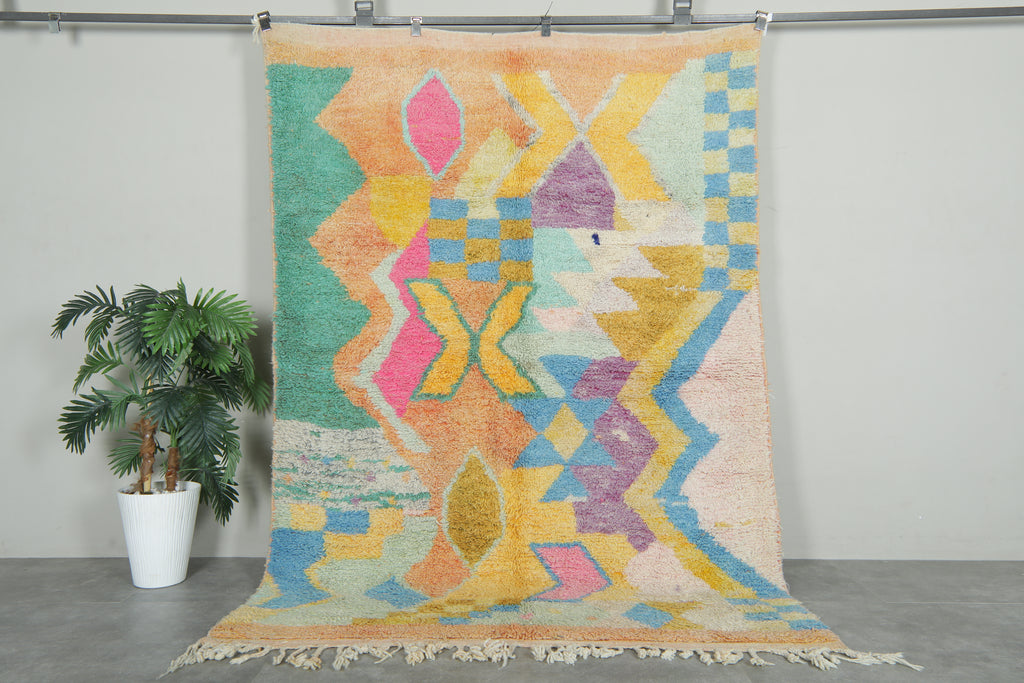Colorful Moroccan rug 5.6 x 7.9 feet
