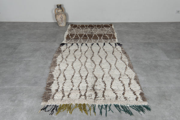 Long vintage Moroccan rug 3.6 x 9 ft - Moroccan wool hallway decor