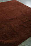 Handmade Moroccan Wool Rug - Deep Rust Brown | 7.2 x 11 ft