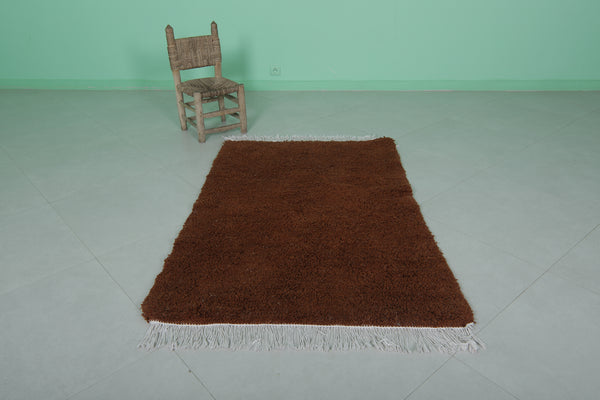 Moroccan beni ourain rug – 3.2 x 5.1 ft | Warm terracotta tone