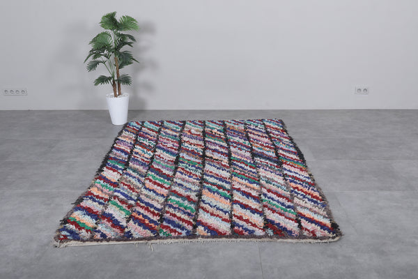 Handmade Moroccan rug 5.5x8.2 Feet | Bold striped pattern