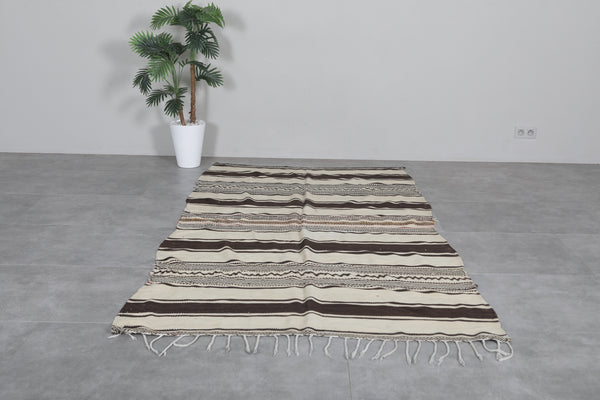 Handwoven Moroccan Rug – 4.9 FT X 8.8 FT | Natural Striped Design