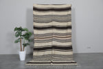 Handwoven Moroccan Rug - 4.9 FT X 8.8 FT - Natural Striped Design