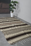 Handwoven Moroccan Rug - 4.9 FT X 8.8 FT - Natural Striped Design