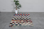 Colorful Boucherouite Moroccan Rug - 3.9 x 6.5 FT | Handmade Hallway Runner