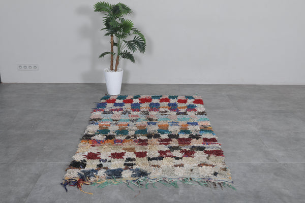 Colorful boucherouite Moroccan rug - 3.9 x 6.5 FT | Handmade hallway runner
