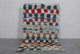 Colorful Boucherouite Moroccan Rug - 3.9 x 6.5 FT | Handmade Hallway Runner
