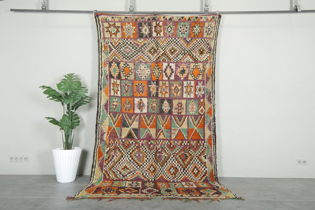 Geometric & multicolor Moroccan rug - 5.7 ft x 10.3 ft - Handmade wool carpet