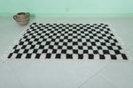 Moroccan Handmade Chess Rug | 3.2 x 4.4 ft | Black and White Checkered Pattern