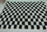 Moroccan Handmade Chess Rug | 3.2 x 4.4 ft | Black and White Checkered Pattern