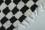 Moroccan Handmade Chess Rug | 3.2 x 4.4 ft | Black and White Checkered Pattern