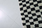 Moroccan Handmade Chess Rug | 3.2 x 4.4 ft | Black and White Checkered Pattern