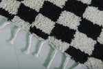 Moroccan Handmade Chess Rug | 3.2 x 4.4 ft | Black and White Checkered Pattern