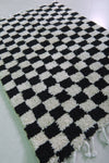 Moroccan Handmade Chess Rug | 3.2 x 4.4 ft | Black and White Checkered Pattern