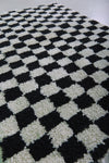 Moroccan Handmade Chess Rug | 3.2 x 4.4 ft | Black and White Checkered Pattern