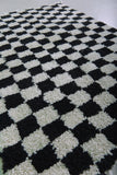 Moroccan Handmade Chess Rug | 3.2 x 4.4 ft | Black and White Checkered Pattern