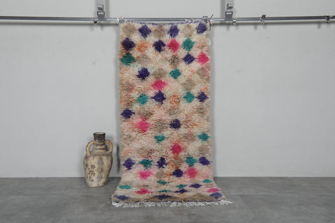Small Boucherouite Rug 2.6 x 6 ft - Colorful Moroccan Carpet