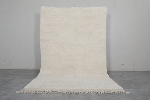 6.3 X 9.6 FT Moroccan Wool Rug - Minimalist Natural Ivory