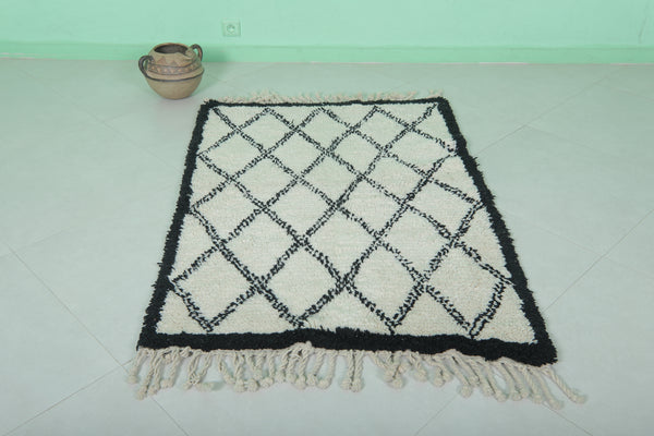 Berber beni ourain handmade rug 3.3 FT x 4.5 FT - Authentic Moroccan wool carpet
