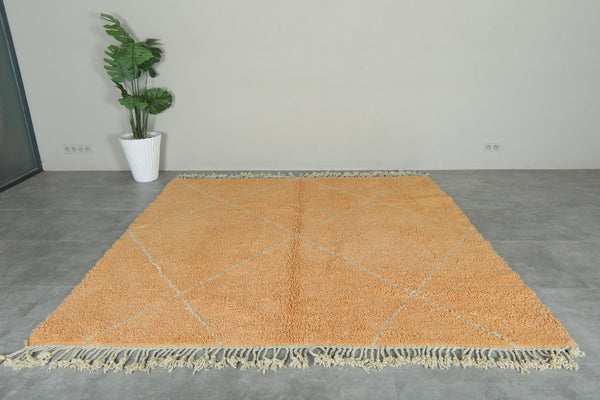 Orange beni ourain rug – Handwoven Moroccan wool rug with diamond pattern - 8.2 ft x 8.3 ft