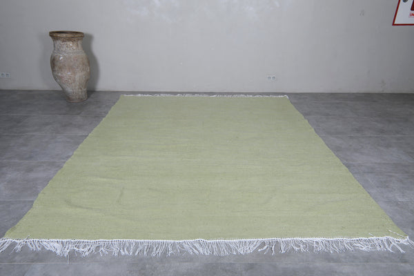 Flatwoven pistachio green custom Moroccan rug