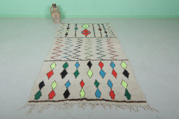 Handmade Moroccan azilal berber rug - 4.1 FT X 8.1 FT | Colorful geometric carpet