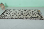 Long Moroccan Beni Ourain Rug – 3 FT X 6.7 FT | Black & White Diamond Pattern Runner