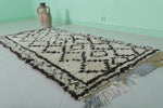 Long Moroccan Beni Ourain Rug – 3 FT X 6.7 FT | Black & White Diamond Pattern Runner