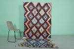 Moroccan Berber Rug - Vibrant Geometric Mosaic Pattern 4.8 X 9.5 Feet