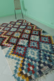 Moroccan Berber Rug - Vibrant Geometric Mosaic Pattern 4.8 X 9.5 Feet