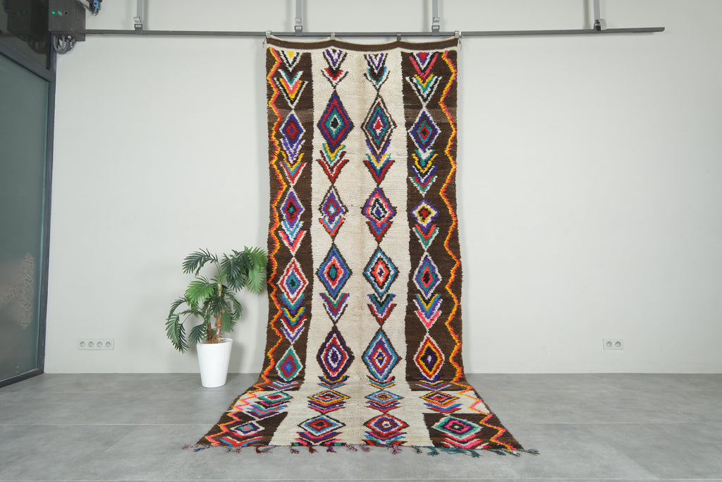 Handmade vintage rug 5.1 x 12.5 feet