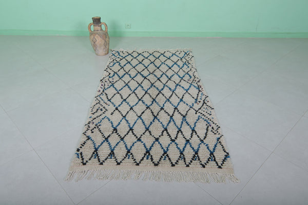 Vintage Moroccan berber rug – 3.4 x 9.7 ft | Handwoven old wool runner