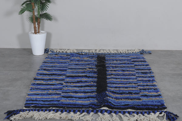 Blue Moroccan handmade contemporary rug | 4.5 x 6.5 ft