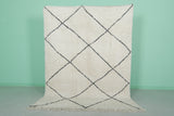 5.4 x 7.3 FT Moroccan Wool Rug - Classic Cream & Black Diamond Pattern