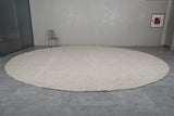 Handmade Round Moroccan Berber Rug - Custom Cream Wool Carpet